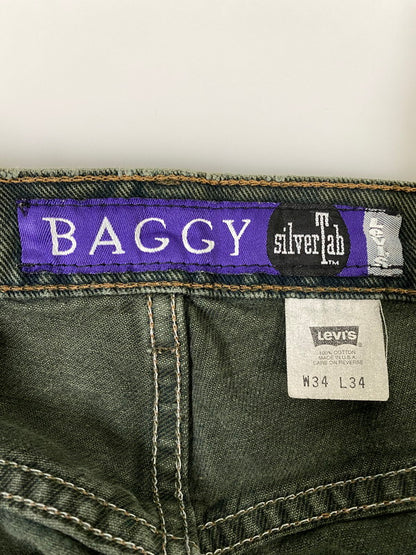 【中古品】【メンズ】 LEVI'S リーバイス 90S USA製 SILVER TAB BAGGY DENIM 90年代 アメリカ製 シルバータブ バギー デニム デニムパンツ ボトムス 157-260909-jt-19-min サイズ：W34 L34 カラー：グリーン 万代Net店