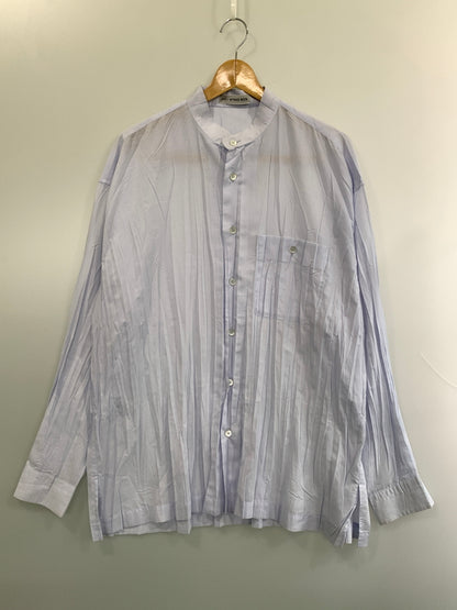 【中古品】【メンズ】 ISSEY MIYAKE MEN イッセイミヤケ メン 98AW PLEATED BAND COLLAR SHIRT ME83-FJ653 98年秋冬 プリーツ バンド カラー シャツ トップス 140-260909-jt-09-min サイズ：XL カラー：ライトパープル 万代Net店