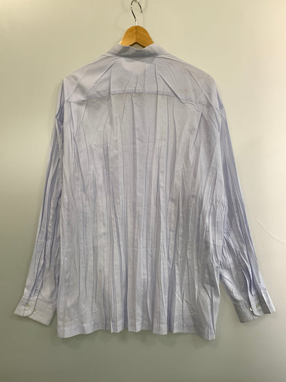 【中古品】【メンズ】 ISSEY MIYAKE MEN イッセイミヤケ メン 98AW PLEATED BAND COLLAR SHIRT ME83-FJ653 98年秋冬 プリーツ バンド カラー シャツ トップス 140-260909-jt-09-min サイズ：XL カラー：ライトパープル 万代Net店