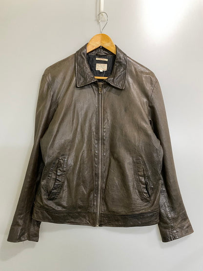 【現状渡し品】【メンズ】 GANT RUGGER ガント ラガー LEATHER JACKET レザージャケット アウター 146-260909-jt-33-min サイズ：L カラー：ブラウン 万代Net店