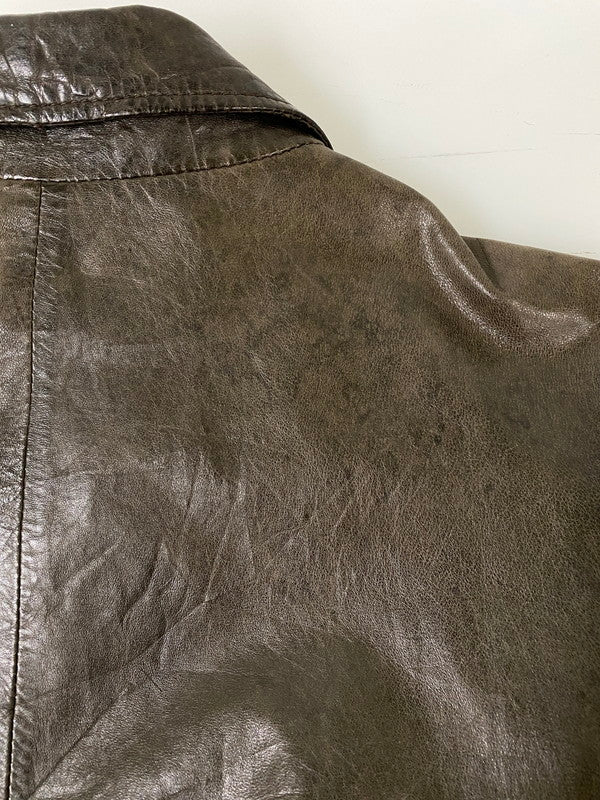 【現状渡し品】【メンズ】 GANT RUGGER ガント ラガー LEATHER JACKET レザージャケット アウター 146-260909-jt-33-min サイズ：L カラー：ブラウン 万代Net店