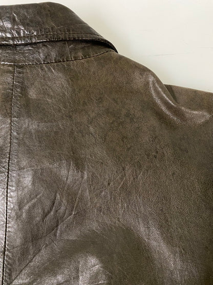 【現状渡し品】【メンズ】 GANT RUGGER ガント ラガー LEATHER JACKET レザージャケット アウター 146-260909-jt-33-min サイズ：L カラー：ブラウン 万代Net店