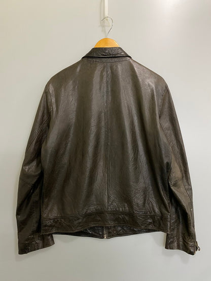 【現状渡し品】【メンズ】 GANT RUGGER ガント ラガー LEATHER JACKET レザージャケット アウター 146-260909-jt-33-min サイズ：L カラー：ブラウン 万代Net店