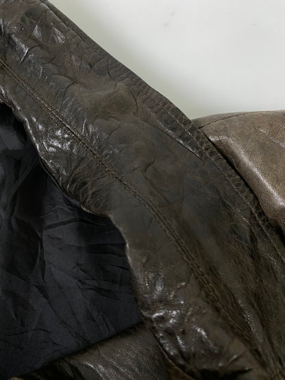 【現状渡し品】【メンズ】 GANT RUGGER ガント ラガー LEATHER JACKET レザージャケット アウター 146-260909-jt-33-min サイズ：L カラー：ブラウン 万代Net店