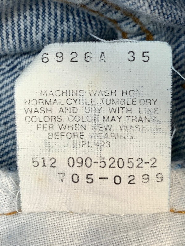 【中古品】【メンズ】 LEVIS リーバイス SLIM TAPERED DENIM 90S USA製 512 オレンジタブ スリム テーパード デニム アメリカ製 90年代 ヴィンテージ デニムパンツ ジーンズ 157-260911-em-49-min サイズ：W28×L30 カラー：ライトブルー 万代Net店
