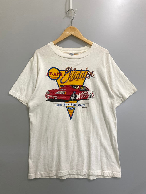【中古品】【メンズ】 BOB GLIDDEN ボブ グライデン 90S RACING SHIRT 90年代 レーシング シャツ Tシャツ トップス 146-260909-jt-26-min サイズ：L カラー：ホワイト 万代Net店