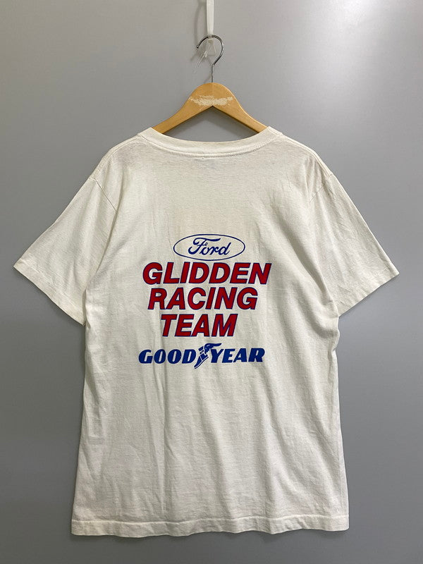 【中古品】【メンズ】 BOB GLIDDEN ボブ グライデン 90S RACING SHIRT 90年代 レーシング シャツ Tシャツ トップス 146-260909-jt-26-min サイズ：L カラー：ホワイト 万代Net店