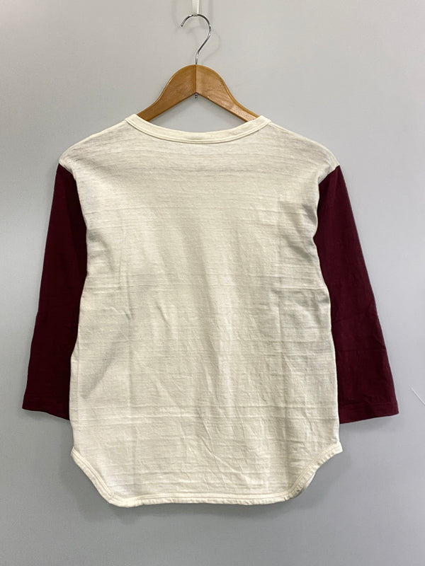 【中古品】【メンズ】 WAREHOUSE ウエアハウス RAGLAN SHIRT ラグランシャツ Tシャツ トップス 145-260922-hu-25-min サイズ：S カラー：ホワイト/ボルドー 万代Net店