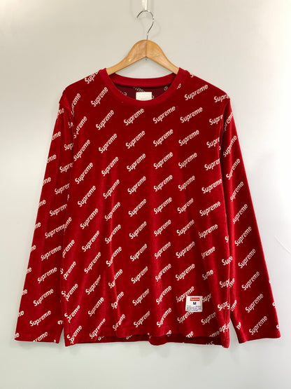 【中古品】【メンズ】 SUPREME シュプリーム VELOUR DIAGONAL LOGO ベロア ダイアガナル ロゴ トップス NR101837 149-260909-jt-06-min サイズ：M カラー：レッド 万代Net店