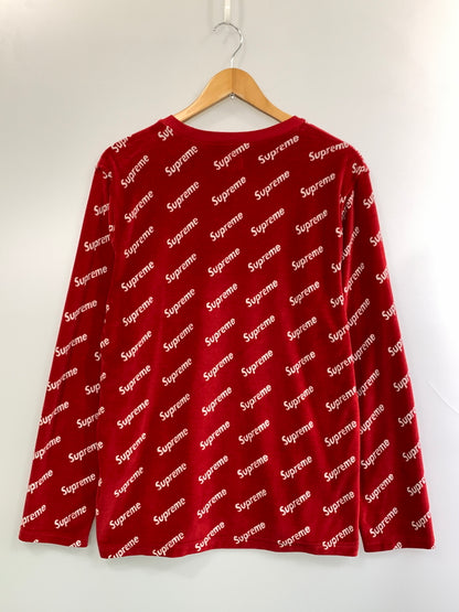 【中古品】【メンズ】 SUPREME シュプリーム VELOUR DIAGONAL LOGO ベロア ダイアガナル ロゴ トップス NR101837 149-260909-jt-06-min サイズ：M カラー：レッド 万代Net店