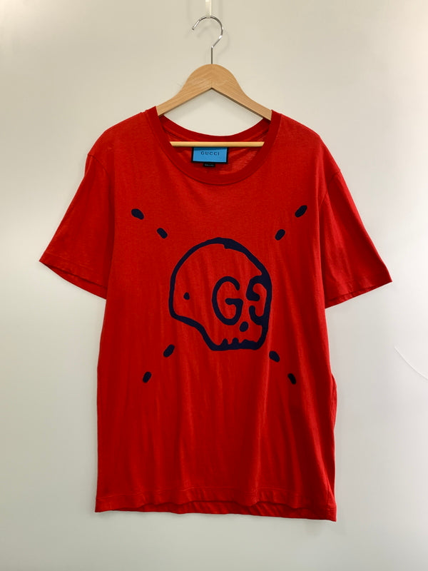 【中古品】【メンズ】 GUCCIグッチ 2017年 春夏 GHOST TEE ゴースト Tシャツ トップス 141-260909-jt-02-min サイズ：S カラー：レッド 万代Net店