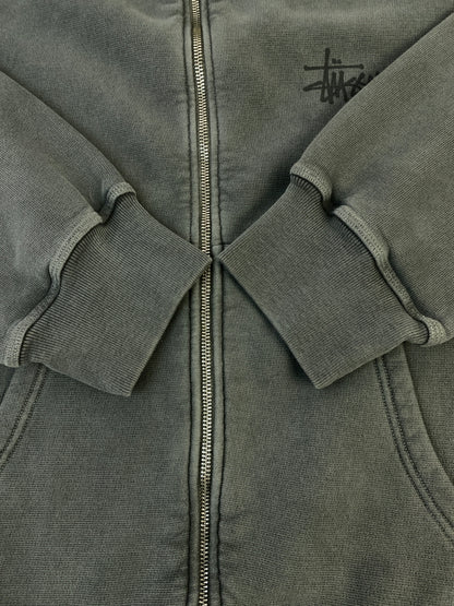 【中古品】【メンズ】 STUSSY ステューシー BASIC STUSSY PIGDYED ZIP HOODIE 1975001 ベーシック ピグダイド ジップ フーディー パーカー LS 142-260910-ta-22-min サイズ：XL カラー：グレー 万代Net店