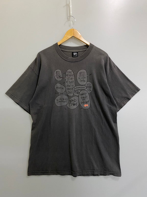 【中古品】【メンズ】 STUSSY ステューシー MESSAGE LOGO TEE メッセージ ロゴ Tシャツ トップス 142-260909-jt-36-min サイズ：XL カラー：グレー 万代Net店