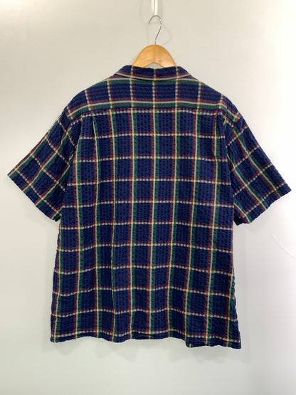 【中古品】【メンズ】 XLARGE エクストララージ EMBROIDERED SS PLAID SHIRT エンブロイデッド 半袖 チェックシャツ トップス 142-260909-jt-16-min サイズ：XL カラー：ネイビー系 チェック 万代Net店