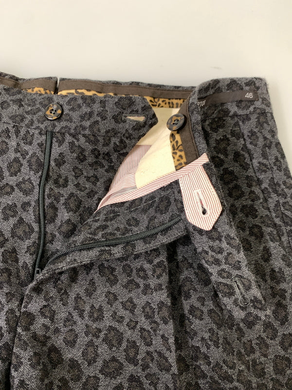 【中古品】【メンズ】 PT01 ピーティーゼロウーノ PREPPY FIT LEOPARD SLACKS レッピー フィット レオパード スラックス パンツ ボトムス 152-260912-hu-05-min サイズ：46 カラー：グレー/ブラック（ヒョウ柄） 万代Net店