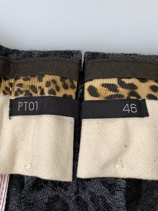 【中古品】【メンズ】 PT01 ピーティーゼロウーノ PREPPY FIT LEOPARD SLACKS レッピー フィット レオパード スラックス パンツ ボトムス 152-260912-hu-05-min サイズ：46 カラー：グレー/ブラック（ヒョウ柄） 万代Net店