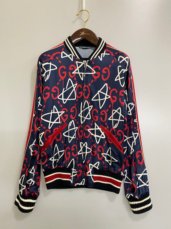 【中古品】【メンズ】 GUCCI グッチ 2017秋冬 BOMBER JACKET 453812 ボンバージャケット アウター 141-260910-jt-01-min サイズ：46 カラー：ネイビー系 万代Net店