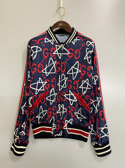【中古品】【メンズ】 GUCCI グッチ 2017秋冬 BOMBER JACKET 453812 ボンバージャケット アウター 141-260910-jt-01-min サイズ：46 カラー：ネイビー系 万代Net店