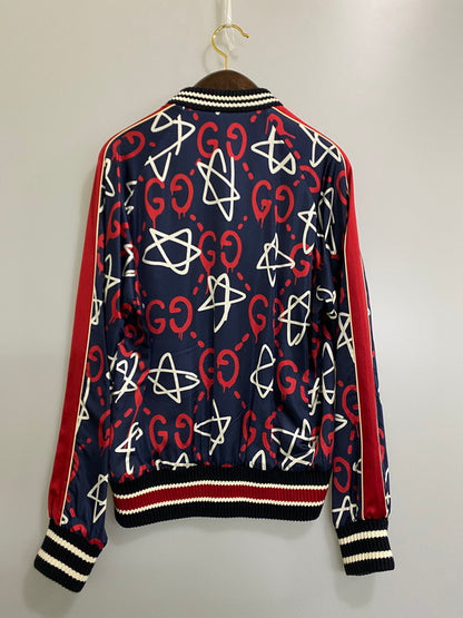 【中古品】【メンズ】 GUCCI グッチ 2017秋冬 BOMBER JACKET 453812 ボンバージャケット アウター 141-260910-jt-01-min サイズ：46 カラー：ネイビー系 万代Net店