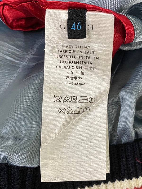 【中古品】【メンズ】 GUCCI グッチ 2017秋冬 BOMBER JACKET 453812 ボンバージャケット アウター 141-260910-jt-01-min サイズ：46 カラー：ネイビー系 万代Net店