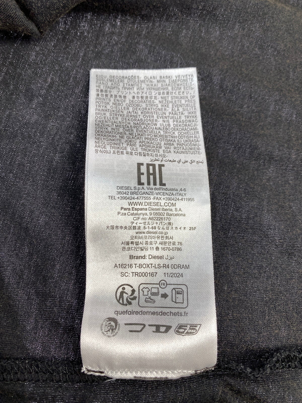 【中古品】【メンズ】 DIESEL ディーゼル T-BOX-LS-R4 長袖 Tシャツ ロングスリーブ 141-260912-hu-54-min サイズ：L カラー：ブラック（色あせ） 万代Net店