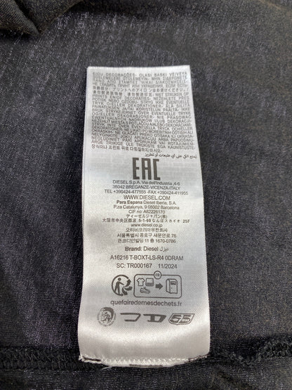 【中古品】【メンズ】 DIESEL ディーゼル T-BOX-LS-R4 長袖 Tシャツ ロングスリーブ 141-260912-hu-54-min サイズ：L カラー：ブラック（色あせ） 万代Net店