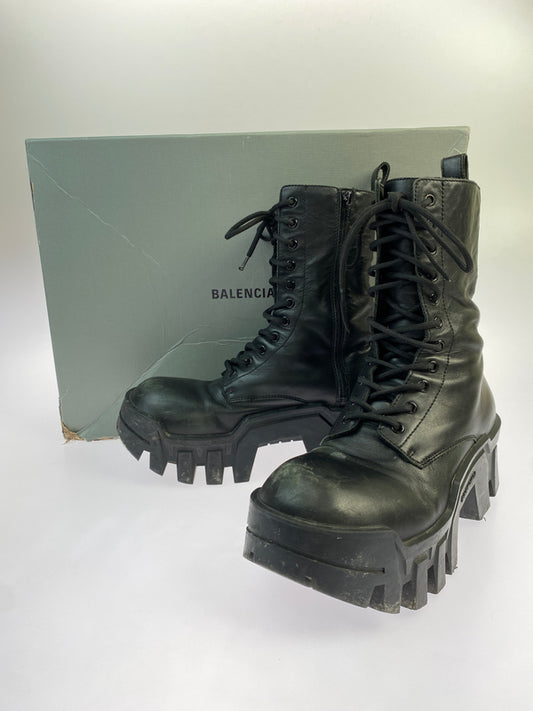 【中古品】【メンズ】 BALENCIAGA バレンシアガ ブルドーザー ブーツ 歯付きラバーソール 厚底 メンズ シューズ 164-260911-em-09-min サイズ：41 カラー：ブラック 万代Net店