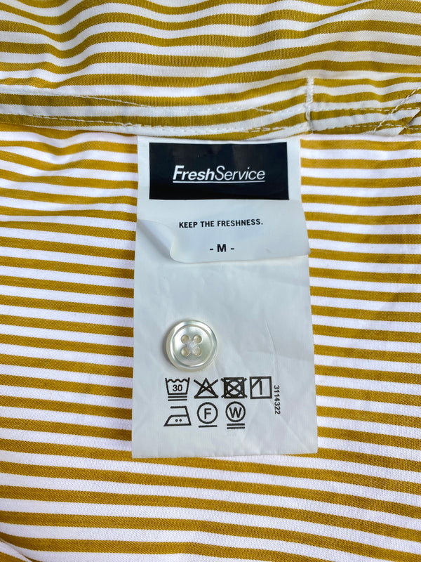 【中古品】【メンズ】 FRESH SERVICE フレッシュサービス CORPORATE UNIFORM L S SHIRT コーポレート ユニフォーム ロングスリーブ シャツ FSC253-50105B 長袖シャツ 140-260912-hu-53-min サイズ：M カラー：イエロー/ホワイト（ストライプ） 万代Net店