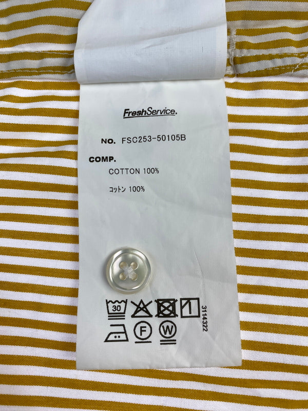 【中古品】【メンズ】 FRESH SERVICE フレッシュサービス CORPORATE UNIFORM L S SHIRT コーポレート ユニフォーム ロングスリーブ シャツ FSC253-50105B 長袖シャツ 140-260912-hu-53-min サイズ：M カラー：イエロー/ホワイト（ストライプ） 万代Net店
