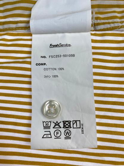 【中古品】【メンズ】 FRESH SERVICE フレッシュサービス CORPORATE UNIFORM L S SHIRT コーポレート ユニフォーム ロングスリーブ シャツ FSC253-50105B 長袖シャツ 140-260912-hu-53-min サイズ：M カラー：イエロー/ホワイト（ストライプ） 万代Net店