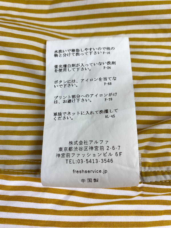 【中古品】【メンズ】 FRESH SERVICE フレッシュサービス CORPORATE UNIFORM L S SHIRT コーポレート ユニフォーム ロングスリーブ シャツ FSC253-50105B 長袖シャツ 140-260912-hu-53-min サイズ：M カラー：イエロー/ホワイト（ストライプ） 万代Net店