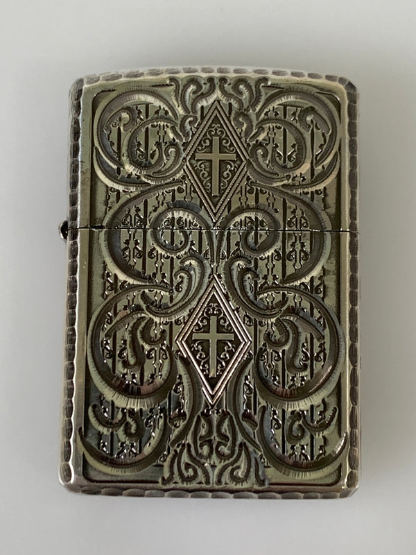 【中古品】【メンズ】 ZIPPO ジッポ MAVERTEAM アーマー 5面彫刻 マーベチーム Armor オイル ライター 206-260913-em-11-min カラー：シルバー 万代Net店