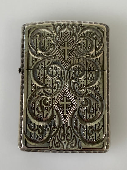 【中古品】【メンズ】 ZIPPO ジッポ MAVERTEAM アーマー 5面彫刻 マーベチーム Armor オイル ライター 206-260913-em-11-min カラー：シルバー 万代Net店