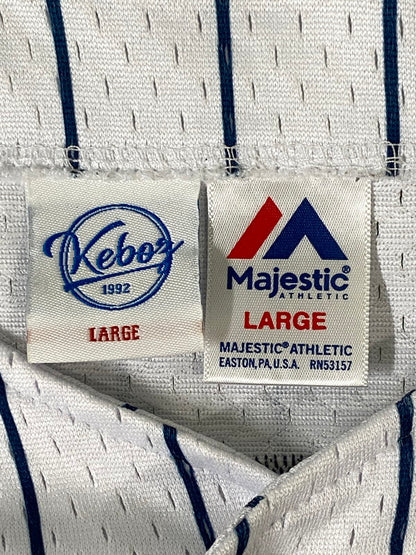 【中古品】【メンズ】 KEBOZ × MAJESTIC ケボズ マジェスティック SS BASEBALL SHIRT ショートスリーブ ベースボール シャツ OT2122SS0002 半袖 スポーツウェア 142-260910-hu-10-min サイズ：L カラー：ホワイト/ネイビー 万代Net店