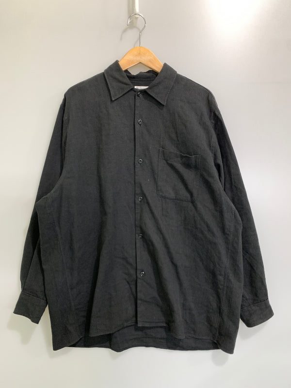 【中古品】【メンズ】 SCHURAY シュウレイ LINEN COTTON OPEN COLLAR SHIRT リネン コットン オープン カラー シャツ SR-SH026 長袖 シャツ 140-260922-hu-47-min サイズ：1 カラー：ブラック 万代Net店