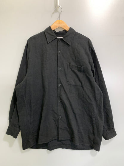 【中古品】【メンズ】 SCHURAY シュウレイ LINEN COTTON OPEN COLLAR SHIRT リネン コットン オープン カラー シャツ SR-SH026 長袖 シャツ 140-260922-hu-47-min サイズ：1 カラー：ブラック 万代Net店