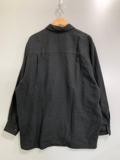 【中古品】【メンズ】 SCHURAY シュウレイ LINEN COTTON OPEN COLLAR SHIRT リネン コットン オープン カラー シャツ SR-SH026 長袖 シャツ 140-260922-hu-47-min サイズ：1 カラー：ブラック 万代Net店