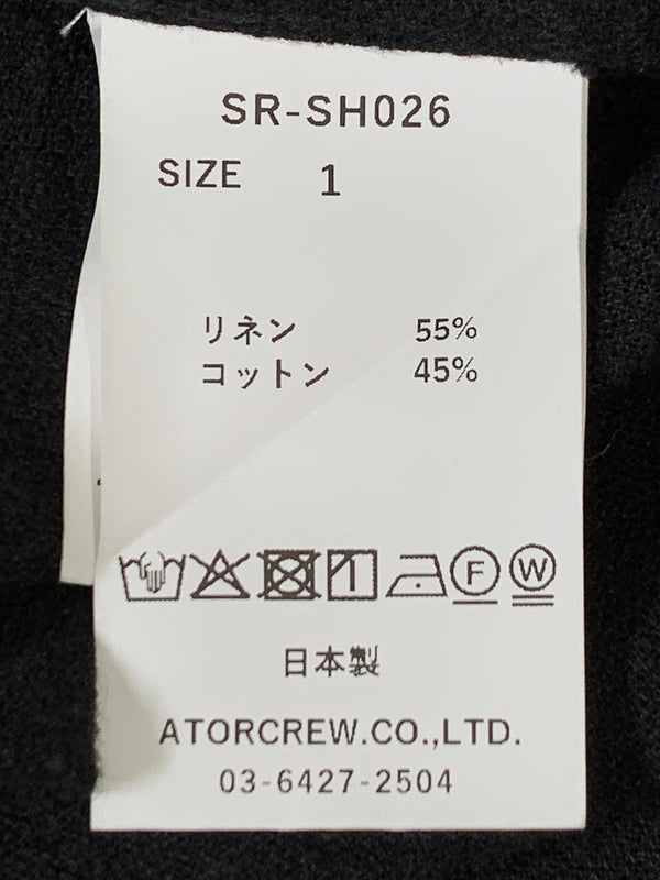 【中古品】【メンズ】 SCHURAY シュウレイ LINEN COTTON OPEN COLLAR SHIRT リネン コットン オープン カラー シャツ SR-SH026 長袖 シャツ 140-260922-hu-47-min サイズ：1 カラー：ブラック 万代Net店