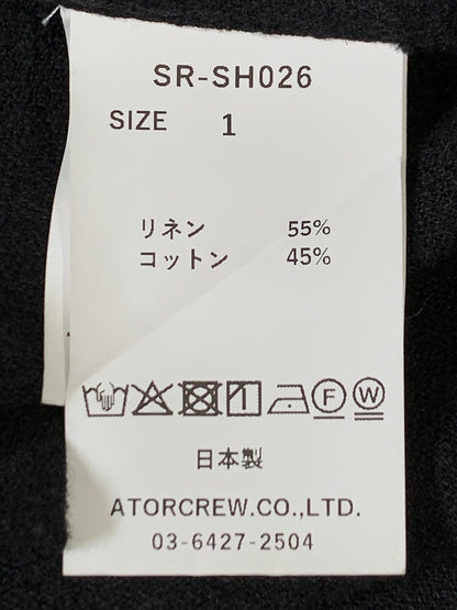 【中古品】【メンズ】 SCHURAY シュウレイ LINEN COTTON OPEN COLLAR SHIRT リネン コットン オープン カラー シャツ SR-SH026 長袖 シャツ 140-260922-hu-47-min サイズ：1 カラー：ブラック 万代Net店