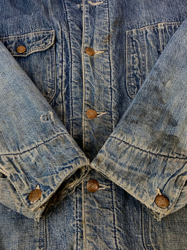 【現状渡し品】【メンズ】 VINTAGE 60S BLANKET LINING DENIM COVERALL ブランケット ライニング デニム カバーオール アウター 146-260915-jt-09-min サイズ：サイズ不明 下記参照 カラー：ライトインディゴ 万代Net店