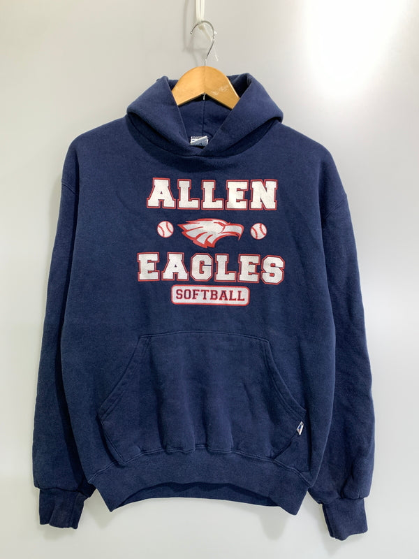 【中古品】【メンズ】 USED RUSSEL ラッセル メキシコ製 ALLEN EAGLES HOODIE アレン イーグルス フーディ 長袖 パーカー 146-260916-hu-23-min サイズ：M カラー：ネイビー 万代Net店