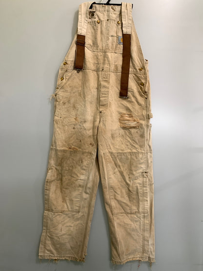 【ジャンク品】【メンズ】 CARHARTT カーハート DOUBLE KNEE DUCK OVERALLS ダブル ニー ダック オーバーオール オールインワン 146-260922-hu-53-min サイズ：サイズ表記不明 カラー：ベージュ 万代Net店