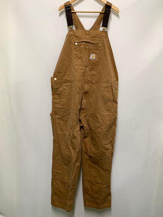 【現状渡し品】【メンズ】 CARHARTT カーハート RELAXED FIT DOUBLE KNEE DUCK OVERALLS リラックスド フィット ダブル ニー ダック オーバーオール オールインワン 146-260922-hu-54-min サイズ：48×32 カラー：ブラウン系 万代Net店