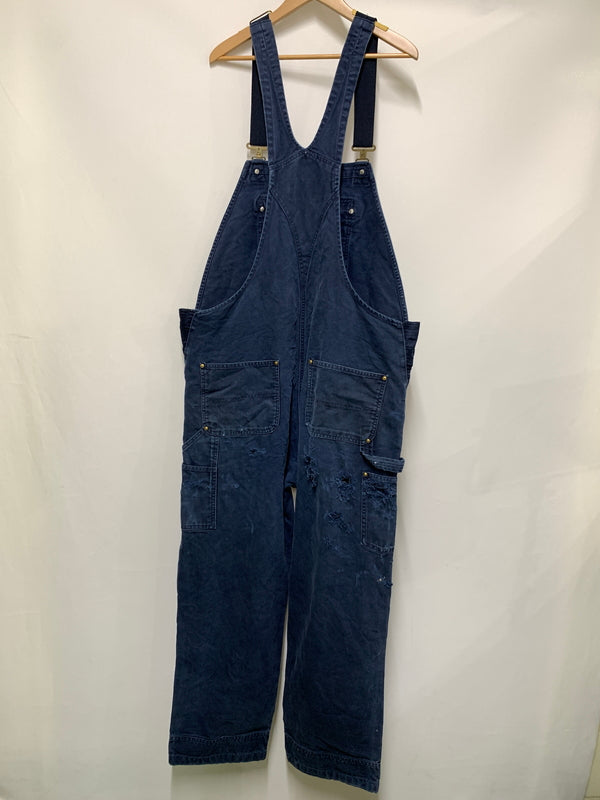 【現状渡し品】【メンズ】 CARHARTT カーハート RELAXED FIT DOUBLE KNEE DUCK OVERALLS リラックスド フィット ダブル ニー ダック オーバーオール オールインワン 146-260922-hu-55-min サイズ：40×32 カラー：ネイビー 万代Net店