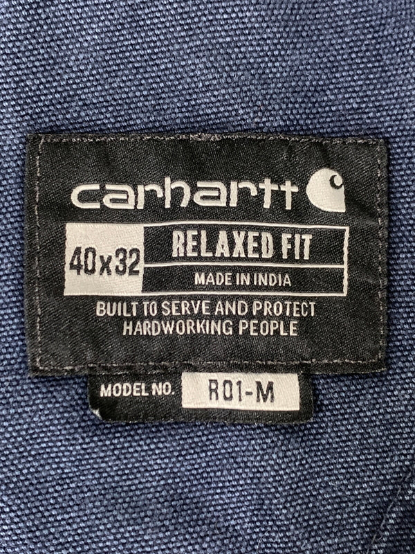 【現状渡し品】【メンズ】 CARHARTT カーハート RELAXED FIT DOUBLE KNEE DUCK OVERALLS リラックスド フィット ダブル ニー ダック オーバーオール オールインワン 146-260922-hu-55-min サイズ：40×32 カラー：ネイビー 万代Net店