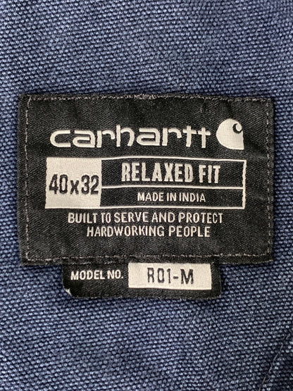 【現状渡し品】【メンズ】 CARHARTT カーハート RELAXED FIT DOUBLE KNEE DUCK OVERALLS リラックスド フィット ダブル ニー ダック オーバーオール オールインワン 146-260922-hu-55-min サイズ：40×32 カラー：ネイビー 万代Net店