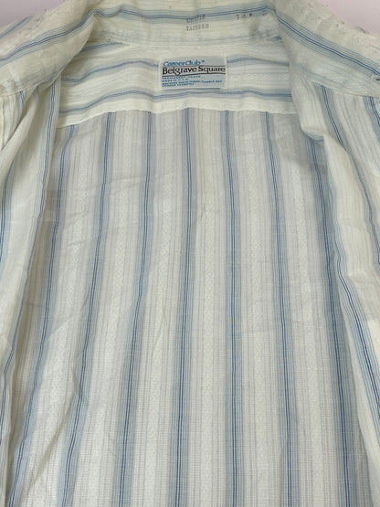 【中古品】【メンズ】 USED CAREERCLUB キャリア クラブ 70S USA製 STRIPE SHIRT 70年代 ストライプシャツ 長袖 シャツ 146-260916-hu-71-min サイズ：14 1/2 カラー：ホワイト/ライトブルー（ストライプ） 万代Net店