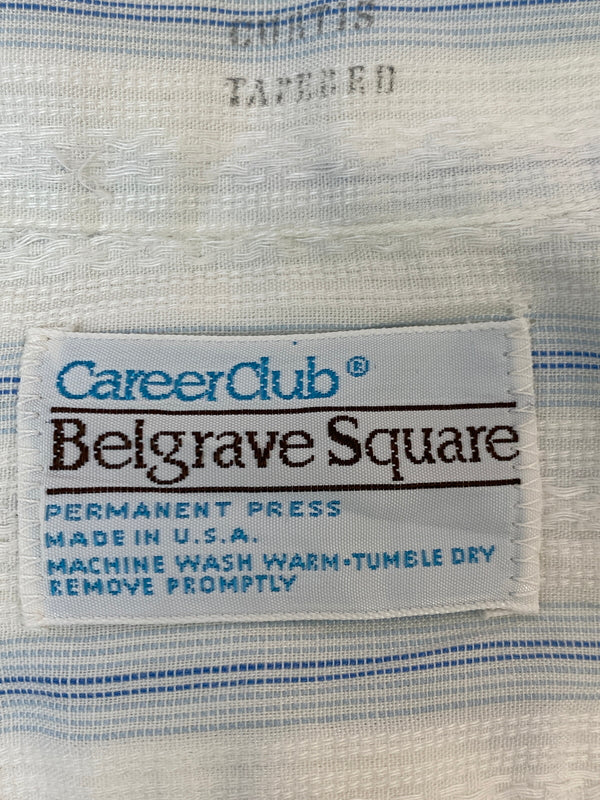 【中古品】【メンズ】 USED CAREERCLUB キャリア クラブ 70S USA製 STRIPE SHIRT 70年代 ストライプシャツ 長袖 シャツ 146-260916-hu-71-min サイズ：14 1/2 カラー：ホワイト/ライトブルー（ストライプ） 万代Net店