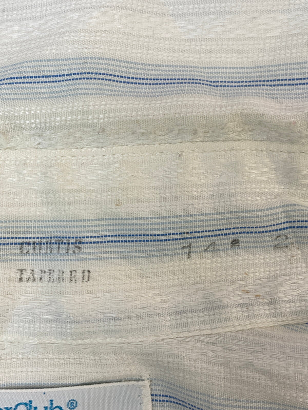 【中古品】【メンズ】 USED CAREERCLUB キャリア クラブ 70S USA製 STRIPE SHIRT 70年代 ストライプシャツ 長袖 シャツ 146-260916-hu-71-min サイズ：14 1/2 カラー：ホワイト/ライトブルー（ストライプ） 万代Net店