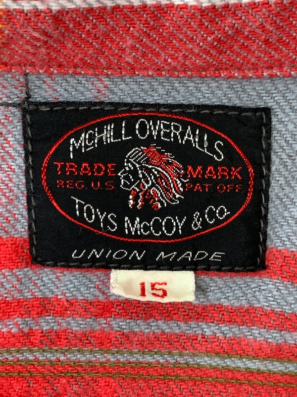 【中古品】【メンズ】 TOYS MCCOY トイズ マッコイ FLANNEL SHIRT フランネル シャツ 長袖 ロングスリーブ チェック シャツ 145-260922-hu-48-min サイズ：15 カラー：レッド系（チェック） 万代Net店
